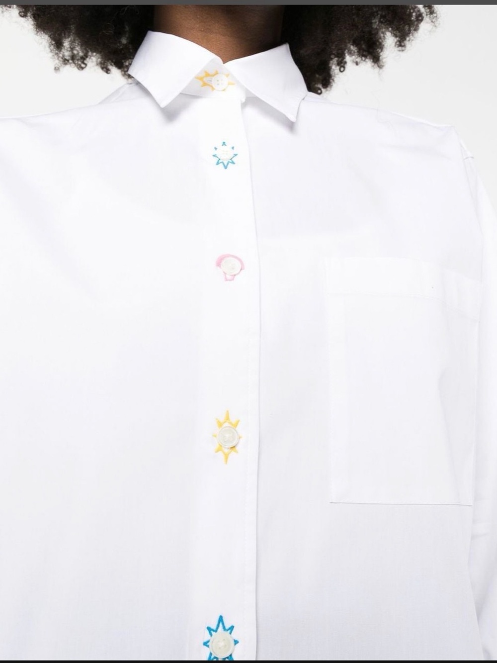 Paul Smith White Button-Up Shirt with Multicolor Motif Buttons